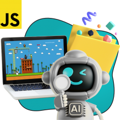 Язык программирования JavaScript + AI. Проектное обучение + геймификация + AI-помощники - КИБЕРшкола программирования для детей, компьютерные курсы для школьников, начинающих и подростков - KIBERone г. Белебей